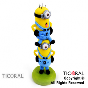 ADORNO MINIONS DE CABEZA DOBLE A. PORCELANA FRIA x 1